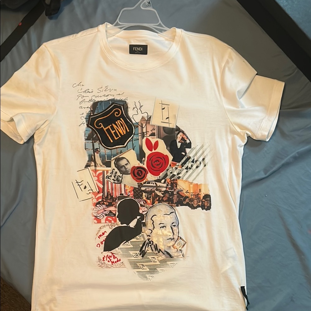 Fendi White Artistic Graphic Tee